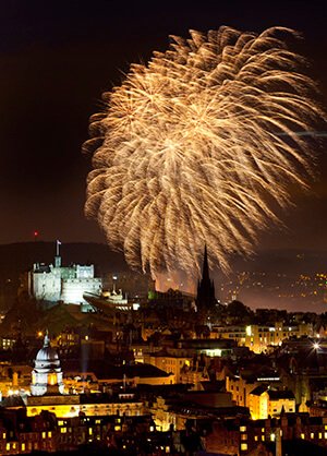 Fireworks over Edinburgh during Edinburgh Festival